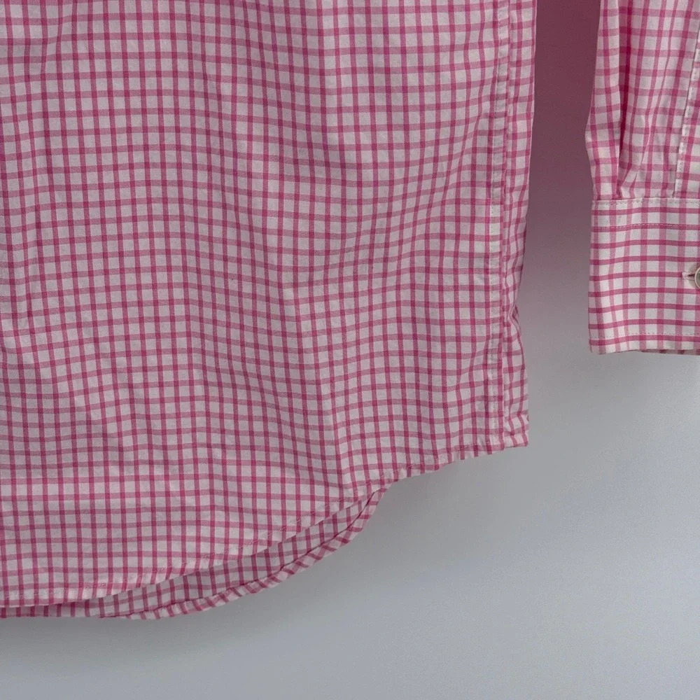 Vineyard Vines Murray Shirt Mens Large Pink Gingham Classic Fit Cotton Classic